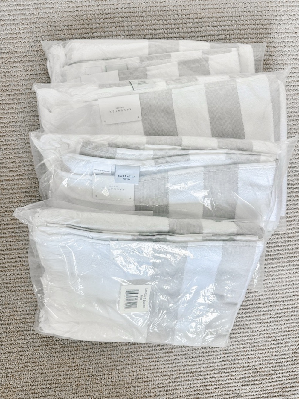 Kassatex New York Beach Towels – Sand Stripe – New (Set of 2)